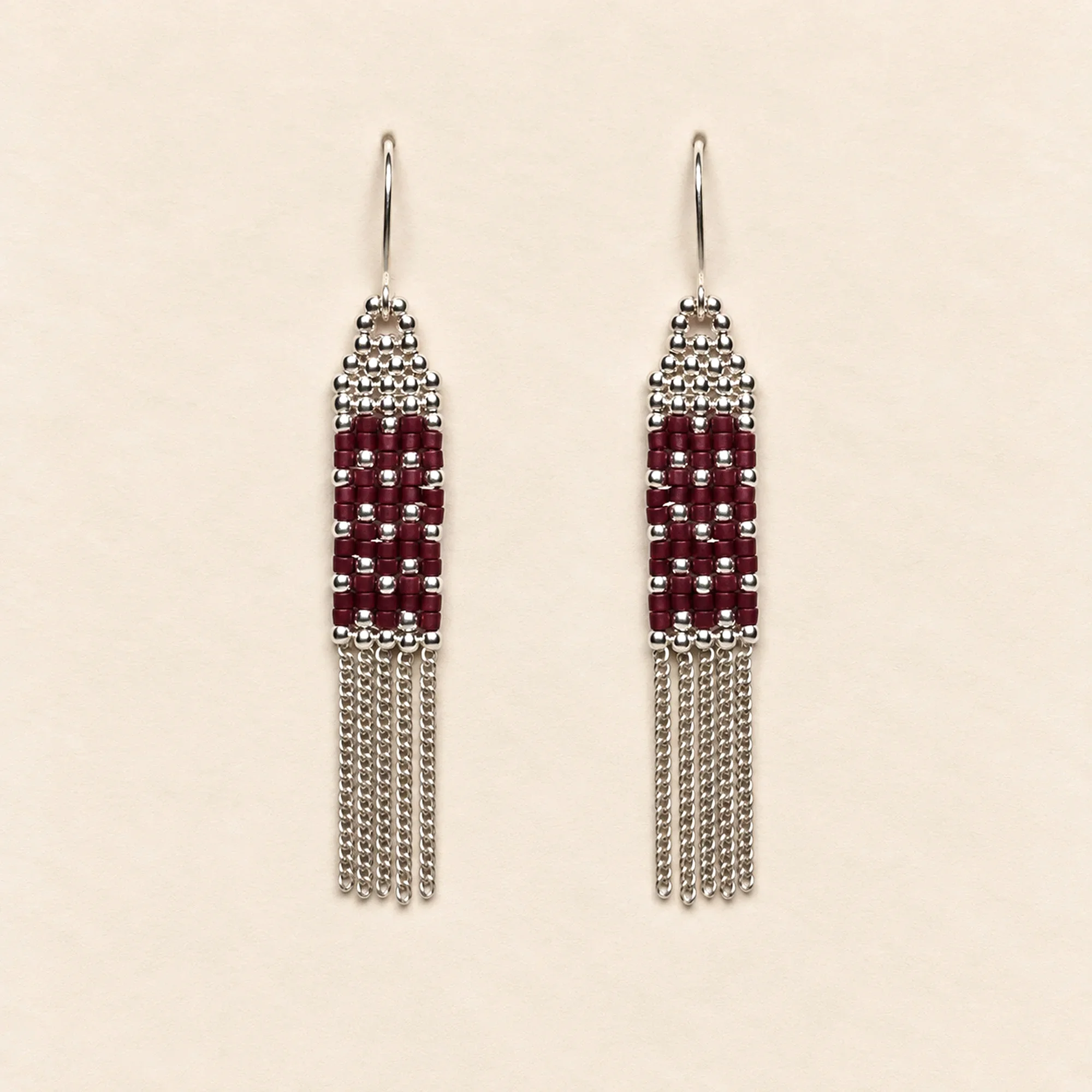 boucles oreilles franges argent bordeaux romy 1 Natasha R Bijoux